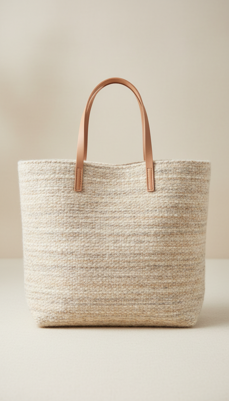 Custom Wool Blend Tote Bag—Minimalist Monogram