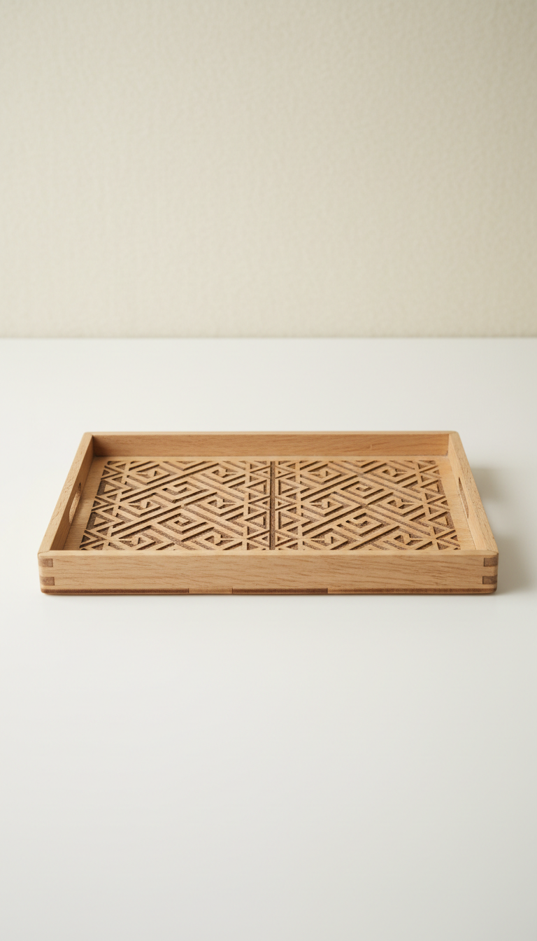Laser-Engraved Wooden Tray—Maple Finish